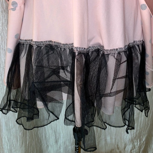 Two Piece Party Dress Black Sequins Crop Top with Pink Polkadots & Tool Skirt - Picture 5 of 7